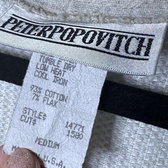 Vintage Cream Womens Size Medium Cotton Flax Blend Button Front Cardigan Sweater - Picture 2 of 10